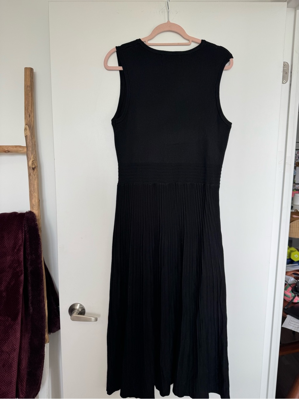 Sleeveless Pleated Midi Dress in Black - Picture 9 of 9